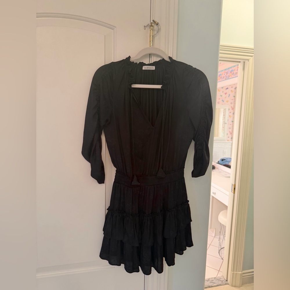 Elegant Black Ruffled Long Sleeve Dress